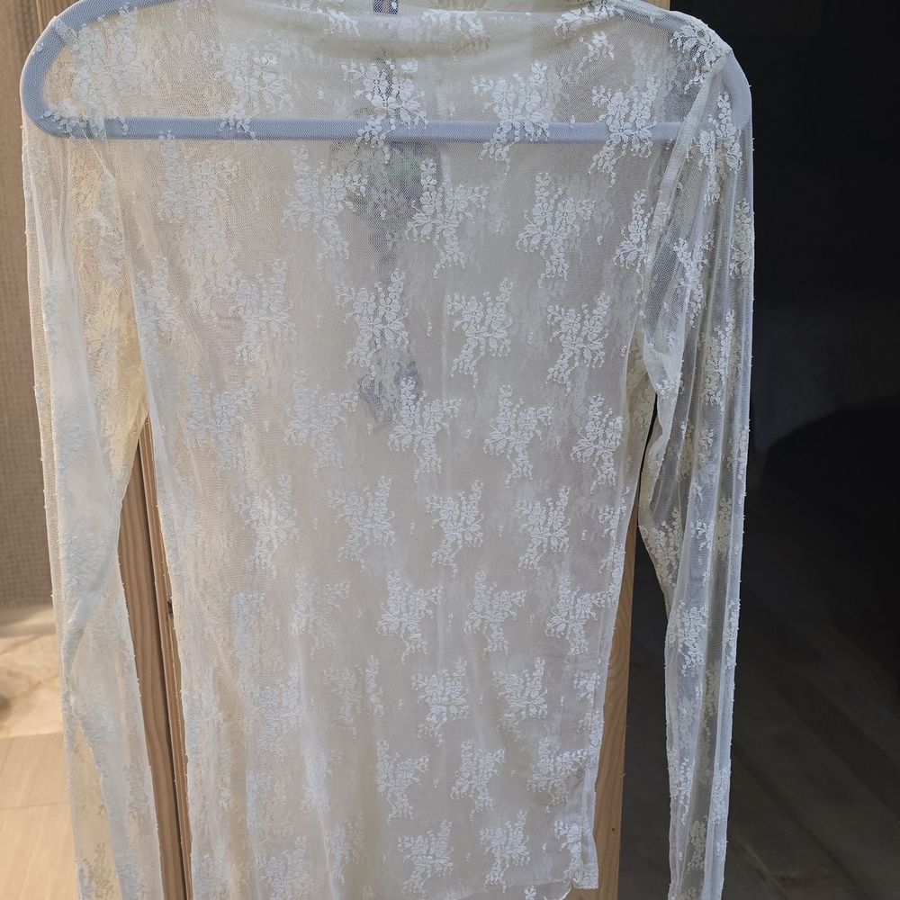 Free People Sheer Lace Top - Cream - Picture 3 of 3